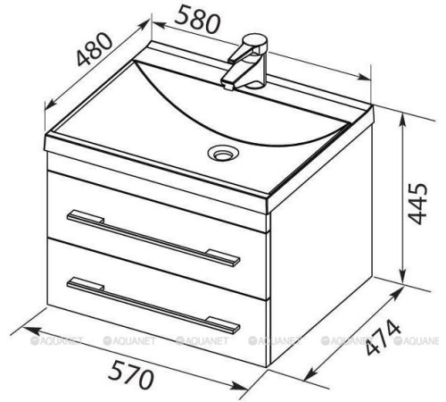 Тумба под раковину Aquanet Верона 58 New подвесная белый матовый 00272423