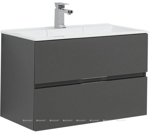 Тумба с раковиной Aquanet Алвита 80 серый антрацит 00242610