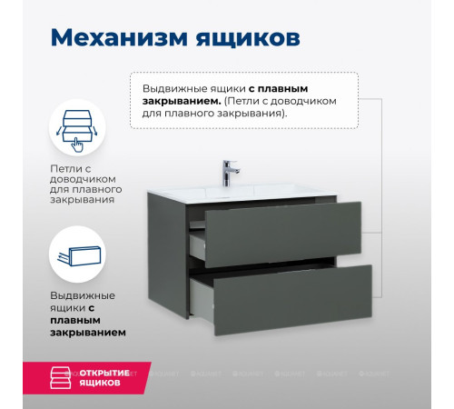 Тумба с раковиной Aquanet Алвита 80 серый антрацит 00242610