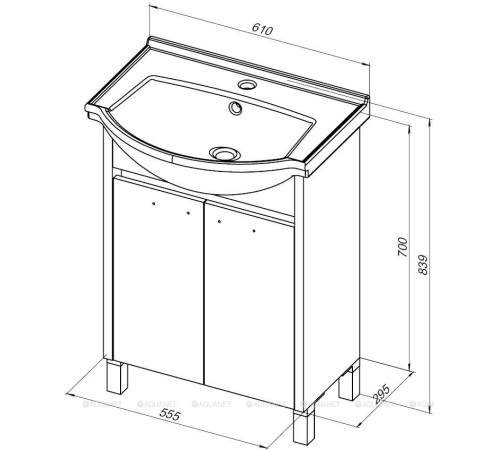 Тумба с раковиной Aquanet Донна 60 Shenxin белый глянец 00308382