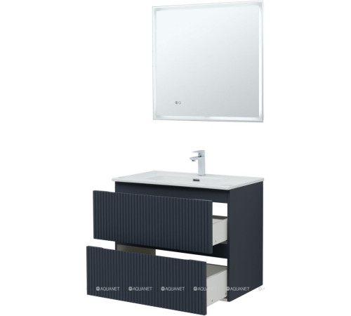 Тумба с раковиной Aquanet Джейн 80 маренго раковина Flat 00332539