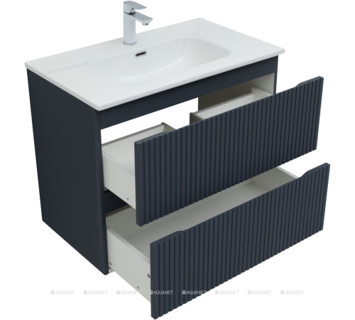 Тумба с раковиной Aquanet Джейн 80 маренго раковина Flat 00332539