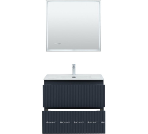 Тумба с раковиной Aquanet Джейн 80 маренго раковина Flat 00332539