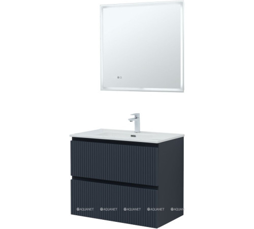 Тумба с раковиной Aquanet Джейн 80 маренго раковина Flat 00332539