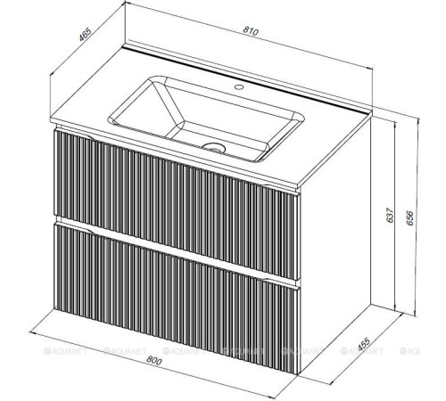 Тумба с раковиной Aquanet Джейн 80 маренго раковина Flat 00332539