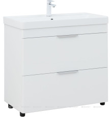 Тумба с раковиной Aquanet Ирис new 90 напольная 2 ящика белый глянец 00342094