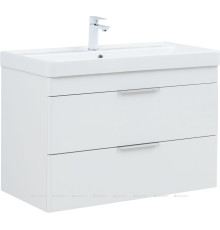Тумба с раковиной Aquanet Ирис new 90 подвесная 2 ящика белый глянец 00342092