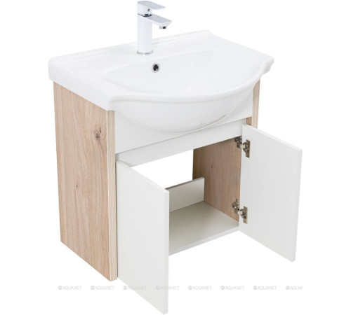 Тумба с раковиной Aquanet Сидней 60 дуб кантри/белый раковина Shenxin 00354986