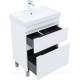 Тумба с раковиной Aquanet Слим 60 напольная 2 ящика белый сатин 00348178