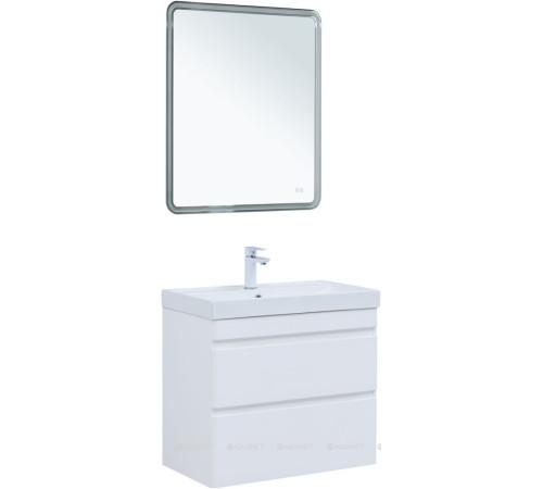 Тумба с раковиной Aquanet Слим 70 подвесная 2 ящика белый сатин 00348179