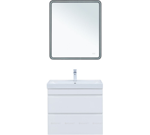 Тумба с раковиной Aquanet Слим 70 подвесная 2 ящика белый сатин 00348179