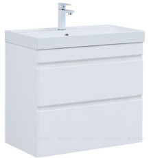 Тумба с раковиной Aquanet Слим 80 подвесная 2 ящика белый сатин 00348181