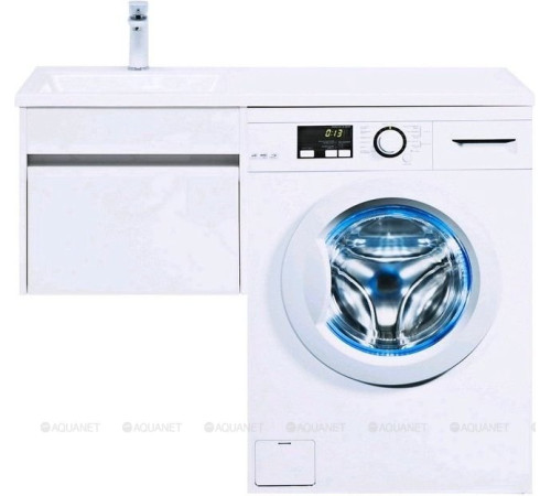 Тумба с раковиной Aquanet Токио 110 L подвесная 1 ящик белый глянец 00239208