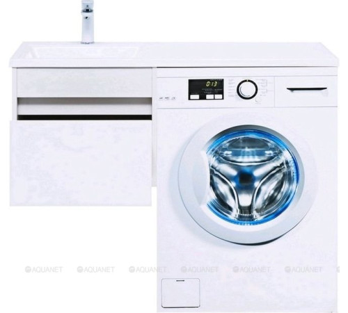 Тумба с раковиной Aquanet Токио 110 L подвесная 1 ящик белый глянец 00239208