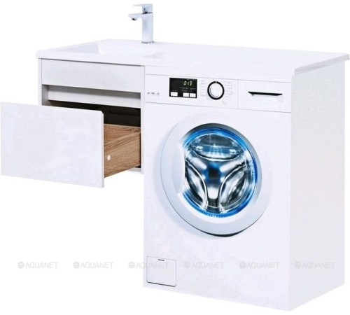 Тумба с раковиной Aquanet Токио 110 L подвесная 1 ящик белый глянец 00239208