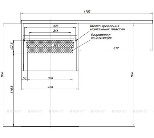Тумба с раковиной Aquanet Токио 110 L подвесная 1 ящик белый глянец 00239208