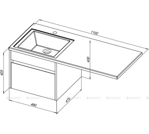 Тумба с раковиной Aquanet Токио 110 L подвесная 1 ящик белый глянец 00239208