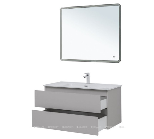 Тумба с раковиной Aquanet Вега 2.0 100 Flat 2 ящика бежевый 00344776