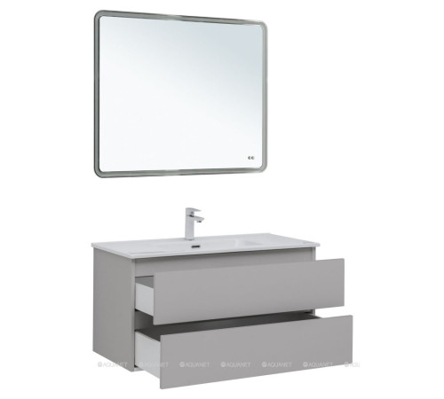 Тумба с раковиной Aquanet Вега 2.0 100 Flat 2 ящика бежевый 00344776