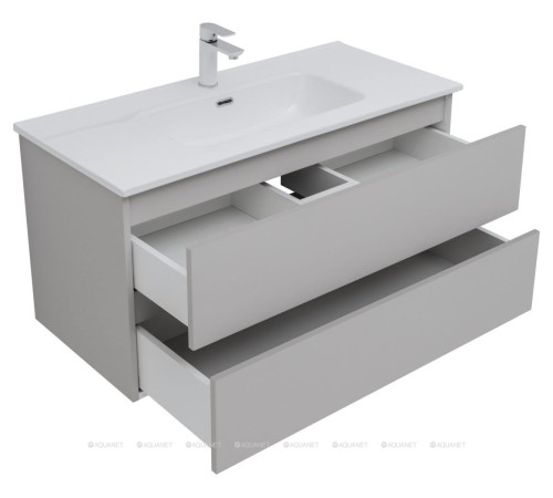 Тумба с раковиной Aquanet Вега 2.0 100 Flat 2 ящика бежевый 00344776