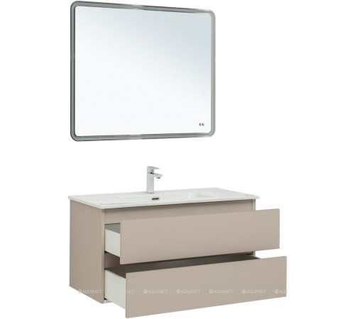 Тумба с раковиной Aquanet Вега 2.0 100 Ирис 2 ящика бежевый 00344756