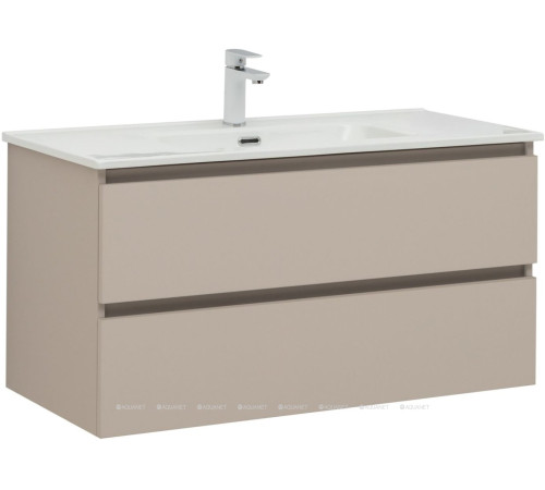 Тумба с раковиной Aquanet Вега 2.0 100 Ирис 2 ящика бежевый 00344756