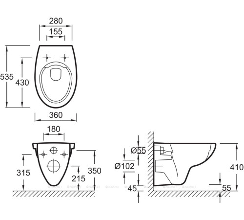 Комплект инсталляция Jacob Delafon с унитазом Patio Rimless сиденьем и клавишей E21740RU-00