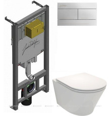 Комплект Jacob Delafon Rodin унитаз подвесной с сиденьем и инсталляция с клавишей хром Set-RODIN-CP