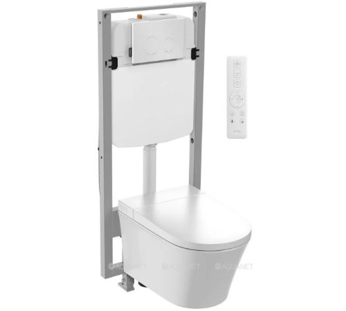 Комплект унитаз подвесной с инсталляцией, сиденьем и панелью смыва Jacob Delafon E34360-00