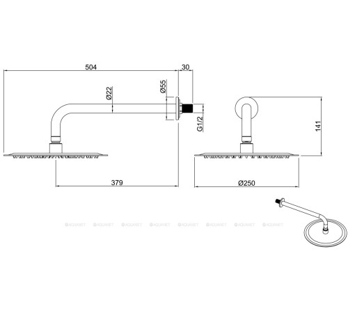 Верхний душ Allen Brau Priority Slim 250 мм с держателем 380 мм хром 5.31017-00