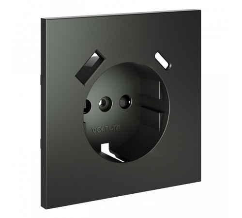 Накладка для розетки с заземлением и со шторками и 2хUSB type A и C Voltum S70 VLS001006