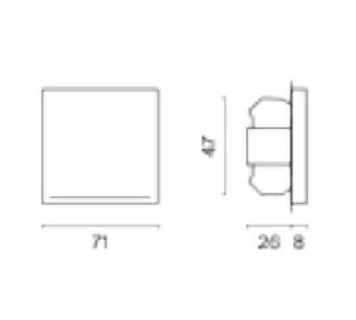 Выключатель проходной одноклавишный с подсветкой без рамки Voltum S70 VLS010404