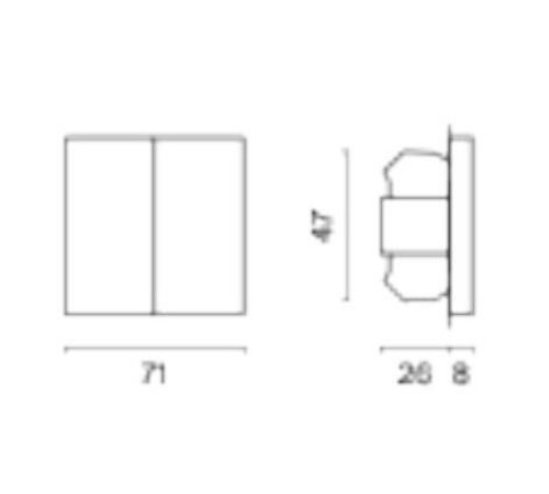 Выключатель двухклавишный без рамки Voltum S70 VLS020104