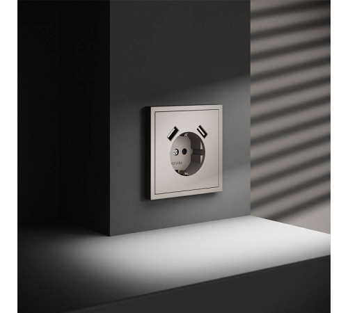 Розетка с заземлением и со шторкой и 2хUSB type A, без рамки Voltum S70 VLS040403