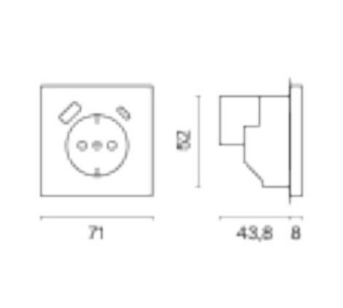 Розетка с заземлением и со шторкой и 2хUSB type A и C, без рамки Voltum S70 VLS040507