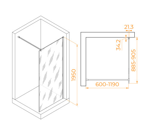 Душевая перегородка RGW WA-001 900x1950 мм хром прозрачное стекло 351000109-11