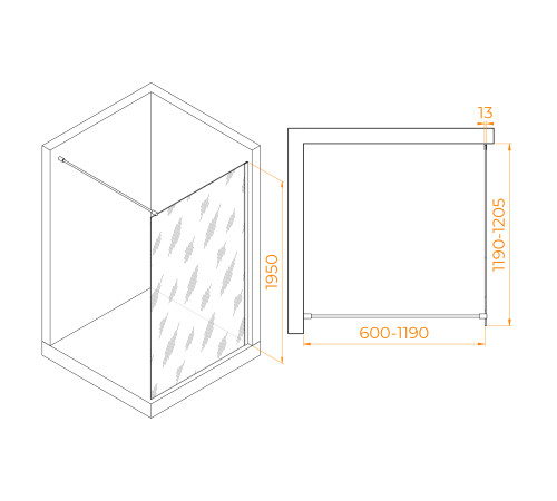 Душевая перегородка RGW WA-010 1200x2000 мм черный 351001012-11