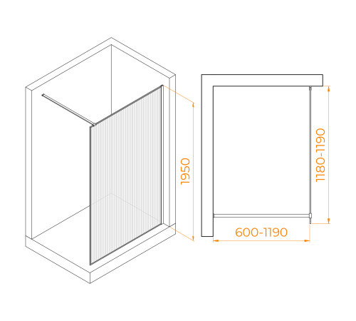 Душевая перегородка RGW WA-08B 1200 мм 06100812-154