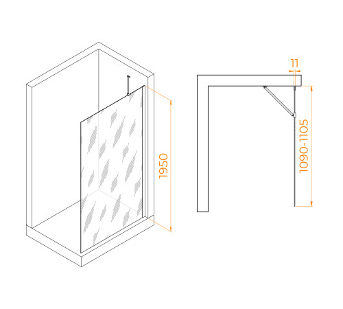 Душевая перегородка RGW WA-102 1100x1950 мм хром 351010211-11