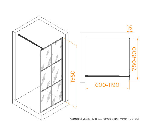 Душевая перегородка RGW WA-111B 800 мм 411011108-84