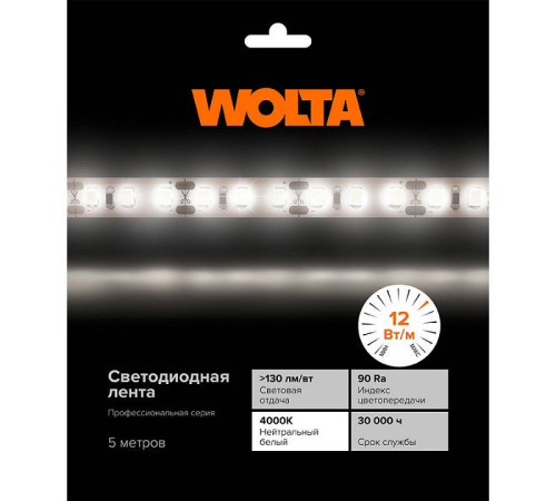 Лента светодиодная Wolta WLS2835-12W/4000/24S120-01
