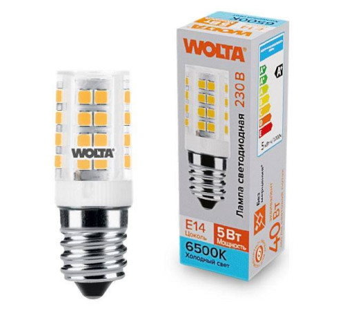 Лампа светодиодная Wolta E14 5Вт 6500K WSTD-JCD-5W6KE14-C