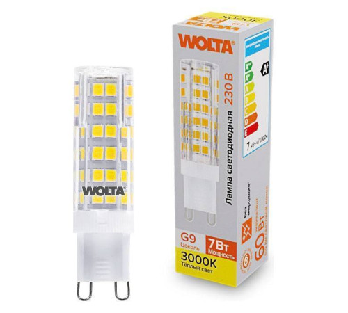 Лампа светодиодная Wolta G9 7Вт 3000K WSTD-JCD-7W3KG9-C