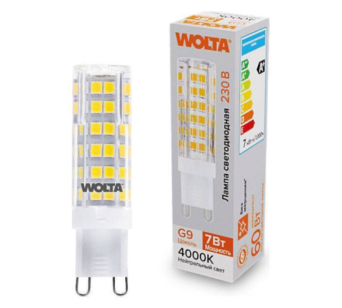 Лампа светодиодная Wolta G9 7Вт 4000K WSTD-JCD-7W4KG9-C