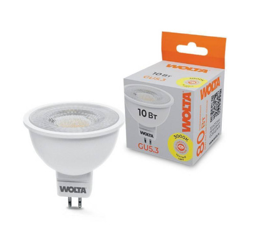 Лампа светодиодная Wolta GU5.3 10Вт 3000K WSTD-MR16-220V10W3KGU5.3-L