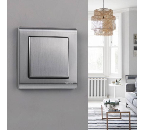 Выключатель проходной одноклавишный без рамки Werkel Глянцевый никель W1112002