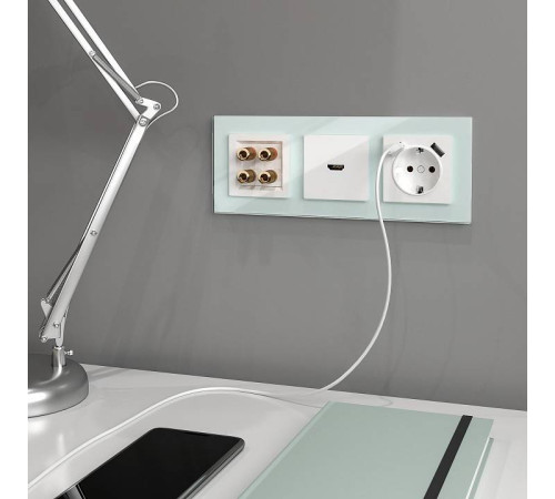 Розетка с заземлением и с шторками и 2хUSB, без рамки Werkel белый W1171501