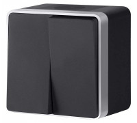 Выключатель двухклавишный влагозащищенный Werkel Gallant (черный с серебром) W5020234