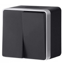 Выключатель двухклавишный влагозащищенный Werkel Gallant (черный с серебром) W5020234