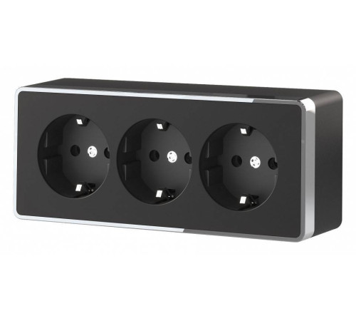 Розетка тройная с заземлением Werkel Gallant (черный/хром) W5073135